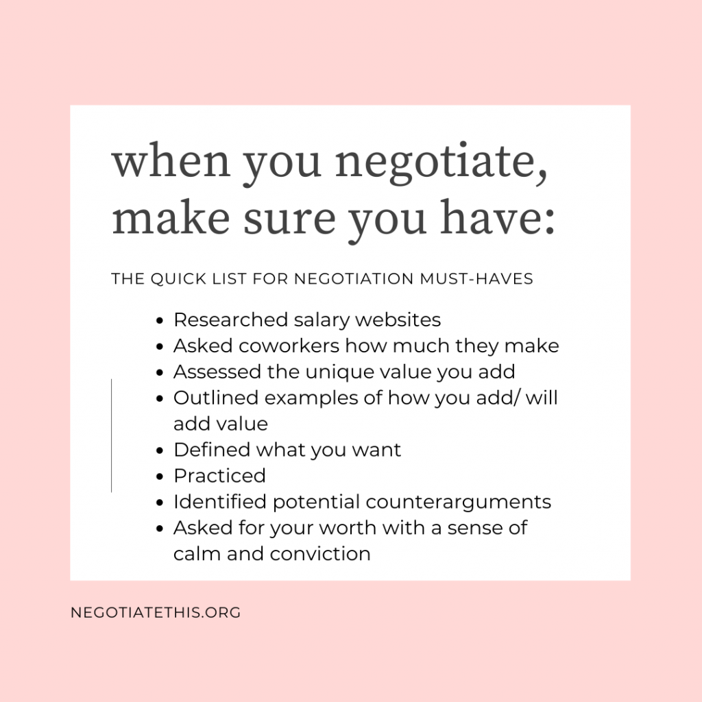 when you negotiate, make sure you have